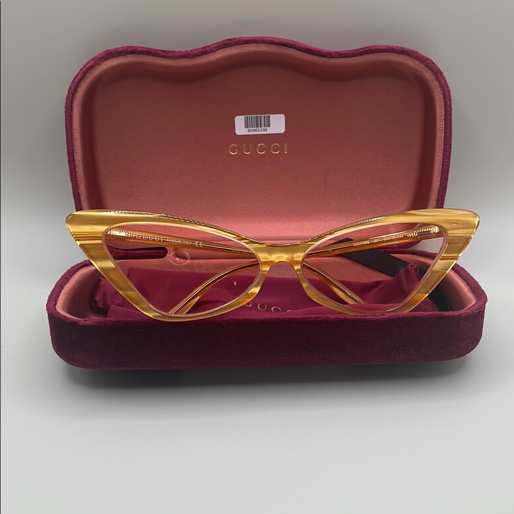 Gucci Women's Gold Cat-Eye Glasses - Picture 2 of 10